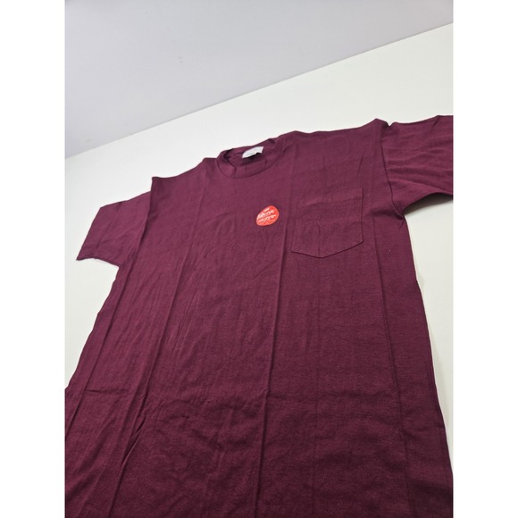 Vintage Shirt Men's 2XL Tall Burgundy Pocket Tee Single Stitch Made USA - Picture 2 of 10